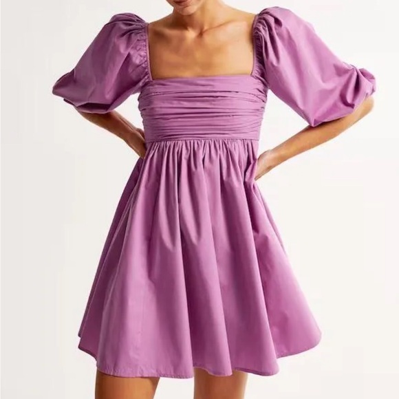 BNWT Emerson Poplin Puff Sleeve Mini Dress, purple, small - Picture 1 of 2